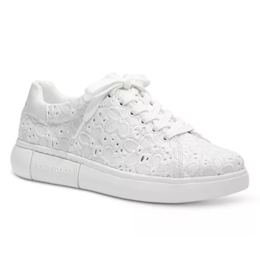 kate spade White Eyelet Lace Low-Top Sneaker